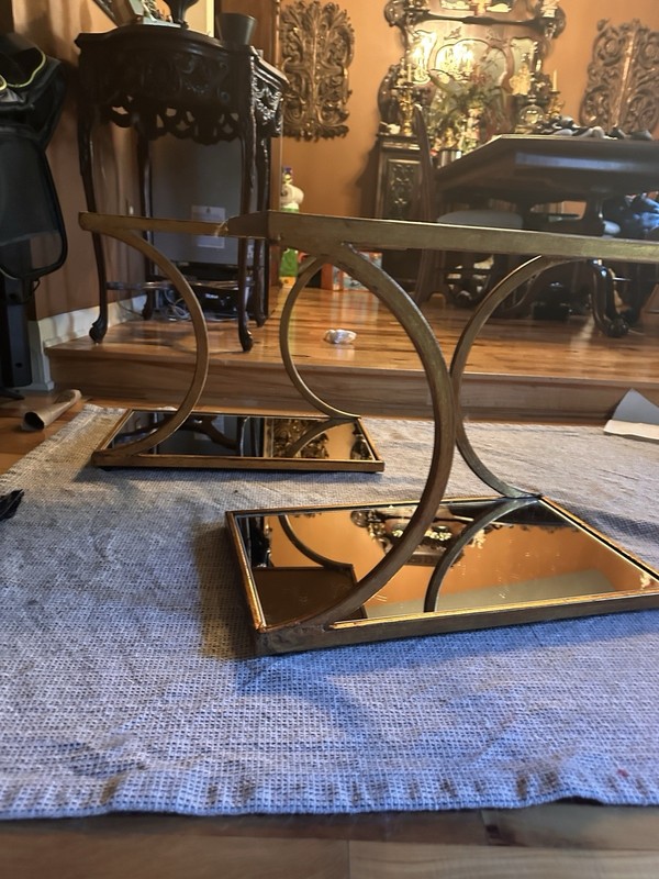 1970s Vintage Mirrored Coffee Table End Table Set gallery