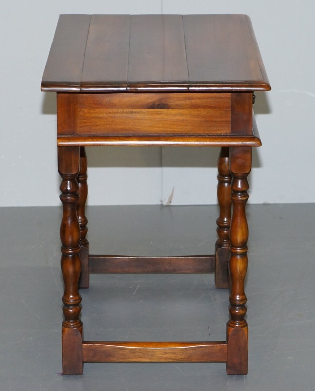 LUXURY LARGE THEODORE ALEXANDER MAHOGANY SIDE TABLE WITH SINGLE DRAWER CAMPAIGN gallery