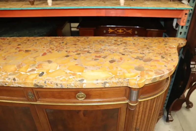 Fine French Breche D' Alep Marble Top Faux Tambor Doors Directoire Sideboard gallery