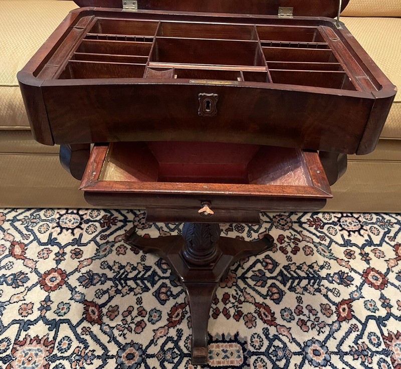 Circa 1840 Exquisite Mahogany Sewing Stand or Work Table gallery