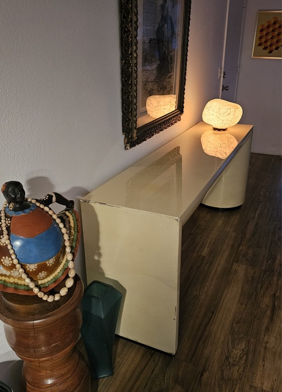 MCM Goatskin Long Chic Lacquered Console Table Karl Springer Style 72"x18"x30" gallery