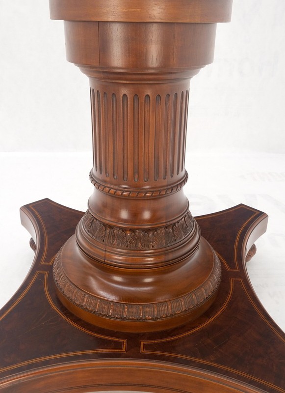 Banded Oval Racetrack Shape Carved Double Pedestal Burl Walnut 13' Long Dining gallery