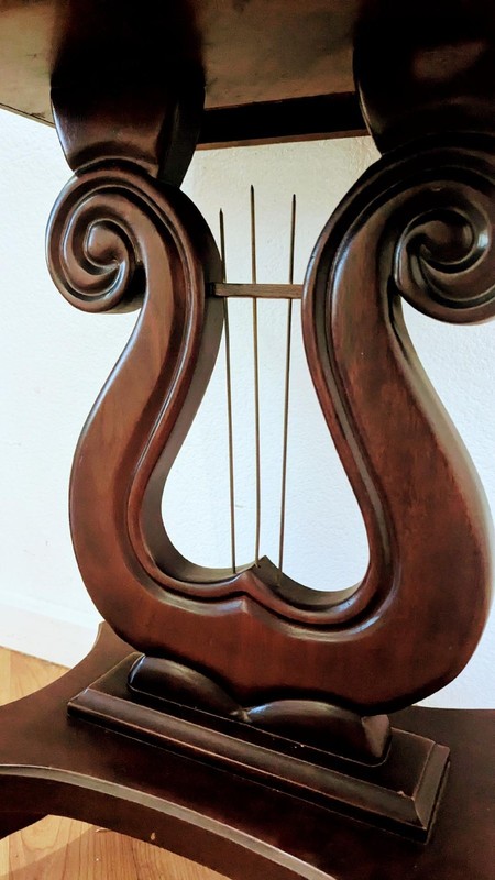 Vintage Victorian Style Lyre-Harp Mahogany Italian table. gallery