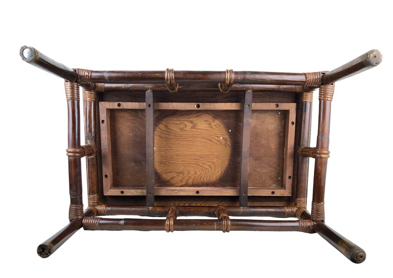 John Wisner for Ficks Reed Asian Modern Side Table White Decorated Tile Top gallery