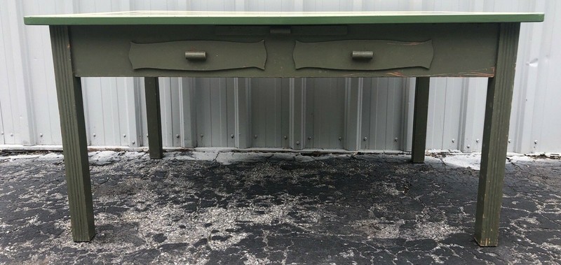 Vintage Porcelain Top Table W/2 Draws & Cutting Board 30” X 60” X 40” gallery