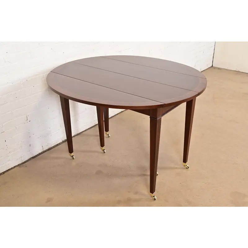 Baker Furniture Federal Mahogany Dining or Breakfast Table, Newly Refinished