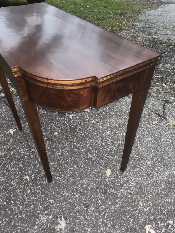 18th Century Card Table Mahogany New England Game Inlaid Plum pudding Hepplewhit