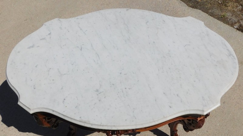 Stunning Walnut Victorian Marble Top Table gallery