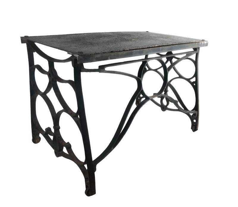 Industrial Style Table All Metal Antique Wrought Iron Sewing Machine Legs