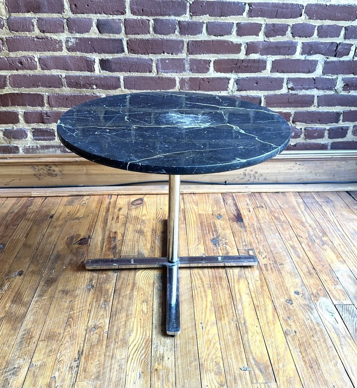 Helikon Mid Century Modern Marble & Steel 1980s Occasional or End Table