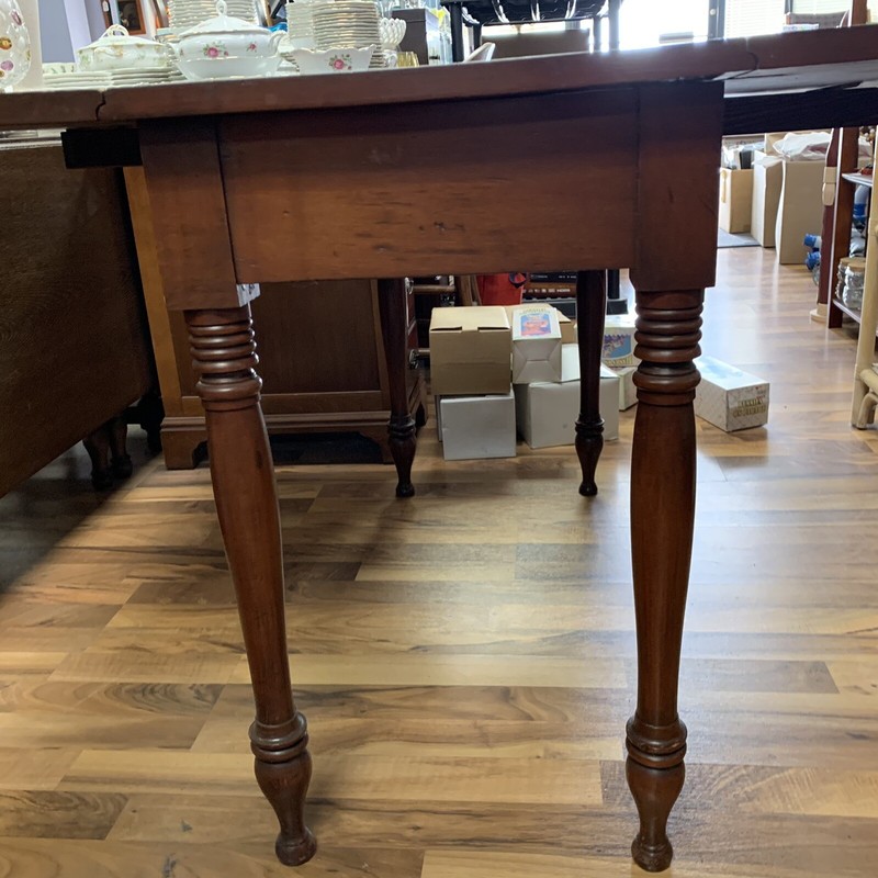 ATQ 1820s W. Virginia Hand Carved Solid Cherrywood Drop Leaf Pembroke Table 46”L gallery