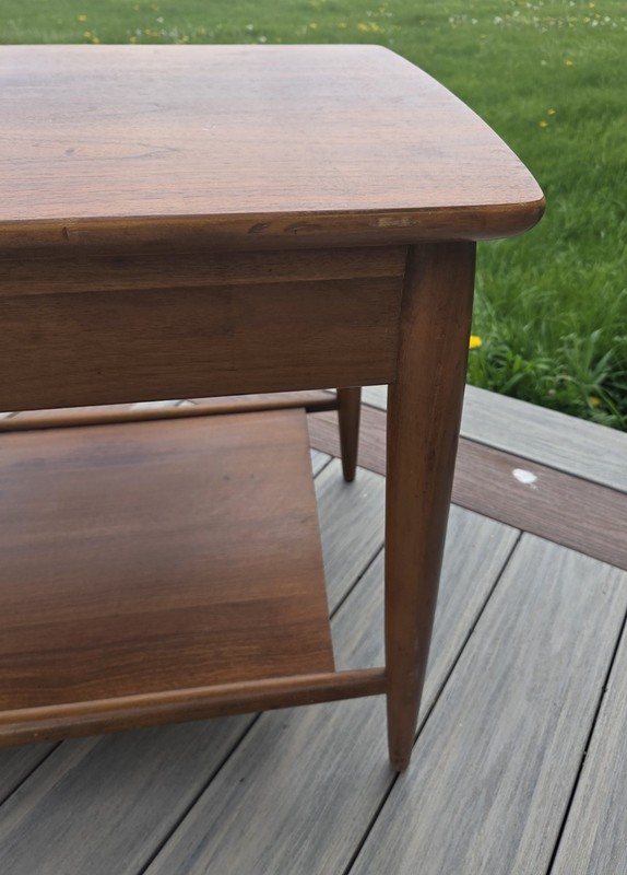 Vintage Mid Century Mersman 2 Tier Walnut End/Side Table with Drawer gallery