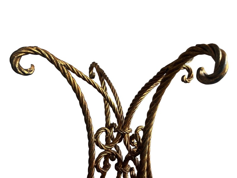 Vintage 1940's Italian ROPE & TASSEL Iron GOLD GILT Hollywood Regency Dining Set gallery