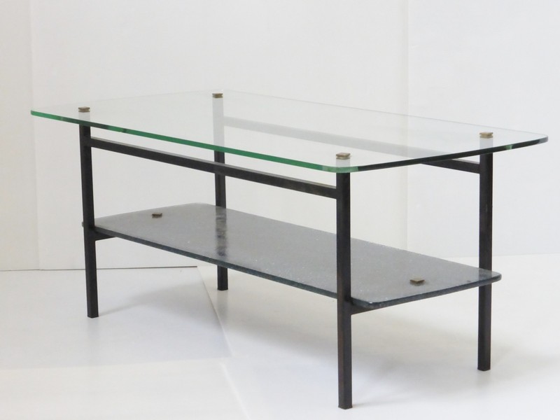 Superb Coffee Table 1950 with Double Shelf Vintage 50’s Rockabilly Atomic Table