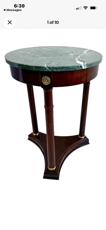 Bombay Co French Empire Neoclassical Style Mahogany Marble Side Table gallery