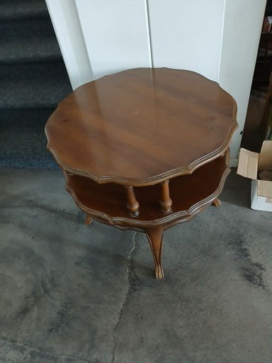 Vintage MERSMAN Maple Wood Octagonal Side Table with Shelf - Rare!! gallery