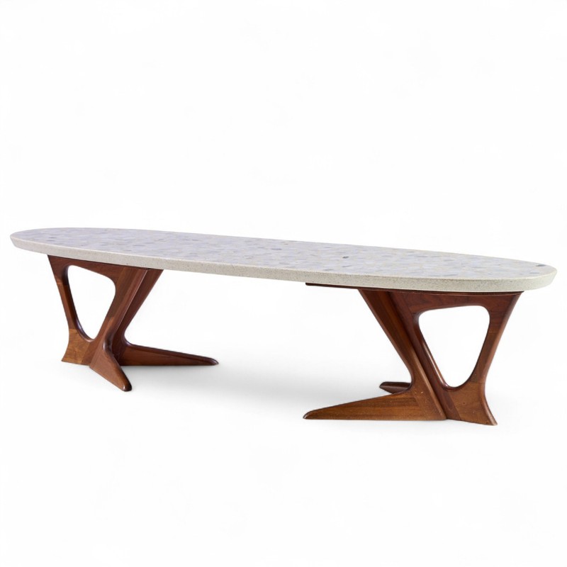 Harvey Probber Mid Century Walnut and Terrazzo Coffee Table gallery