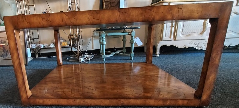 SIGNED THEODORE ALEXANDER BEAUTIFUL COFFEE TABLE WITH LEATHER PULLOUTS gallery