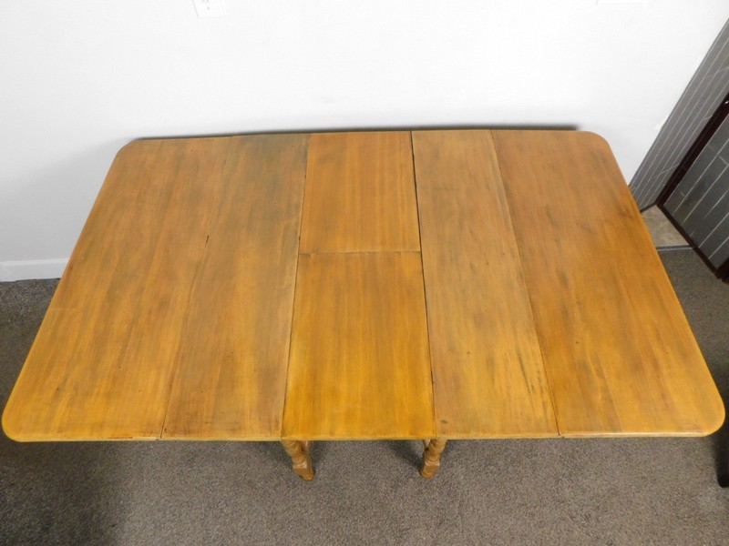 Antique Elm Finish 40s Jacobean Turned Gate Leg Drop Side Ext Dining Table SHIPS gallery