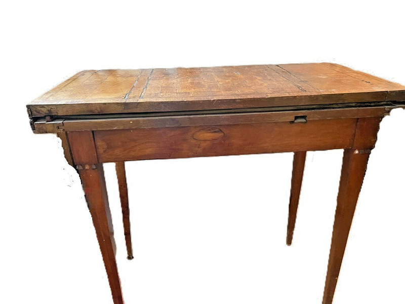 Antique Rustic Wood Game Table – Primitive Style w/ Checkerboard Top, c.1910