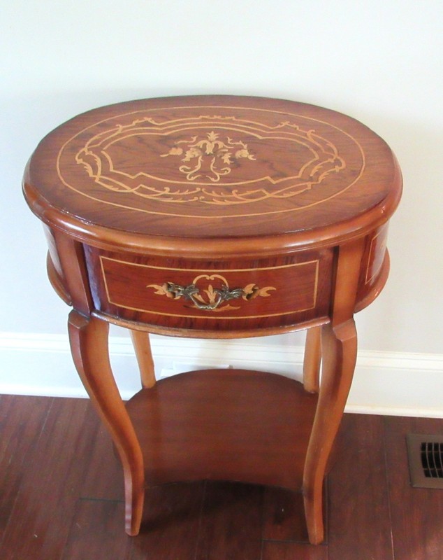 Gorgeous Antique French Inlaid Marquetry One Drawer Side Table