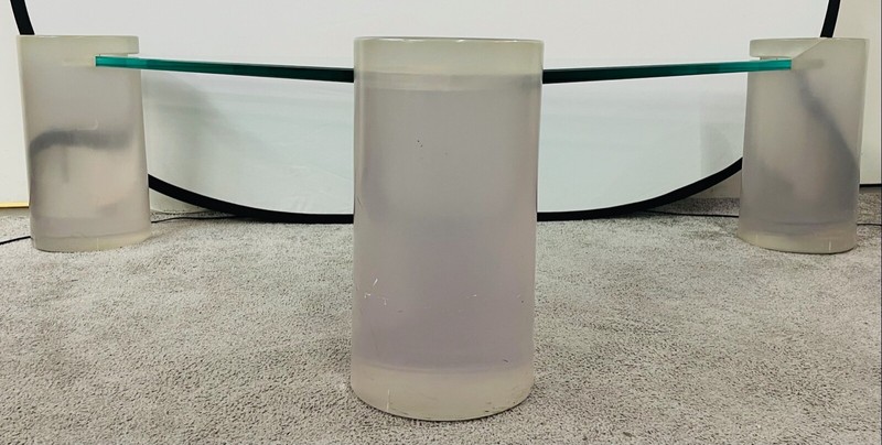 Triangle Lucite and Glass Coffee Table In the Manner of Karl Springer gallery