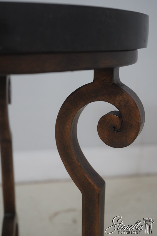 F72759: Tessellated Marble Stone Top Iron Base Side Table gallery
