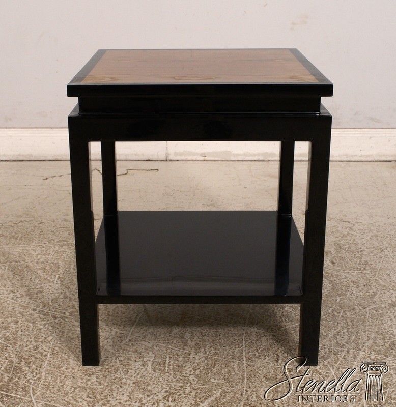 F51732EC: Modern Design Black Lacquer Occasional Table w. Red Oak Top gallery