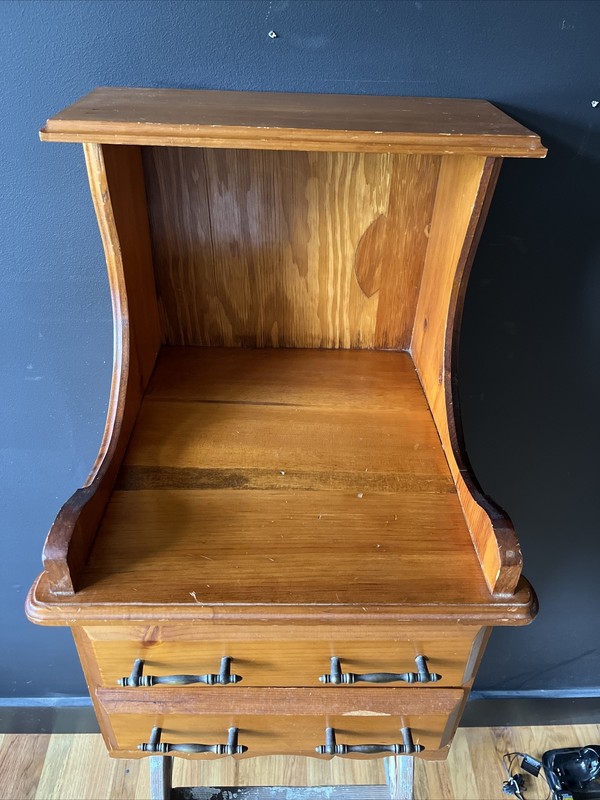 Vintage Rustic Country Ranch Style Solid Pine Wood 2-Drawer Nightstand End Table gallery
