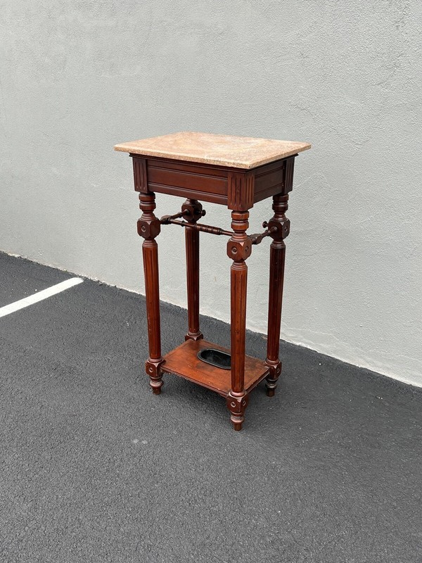 large Victorian marble top umbrella stand/table 1870s 45.5 Inches Tall! gallery