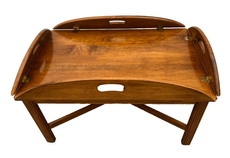 Vintage Ethan Allen Butler's Tray Oval Cocktail Table Colonial Revival Maple gallery
