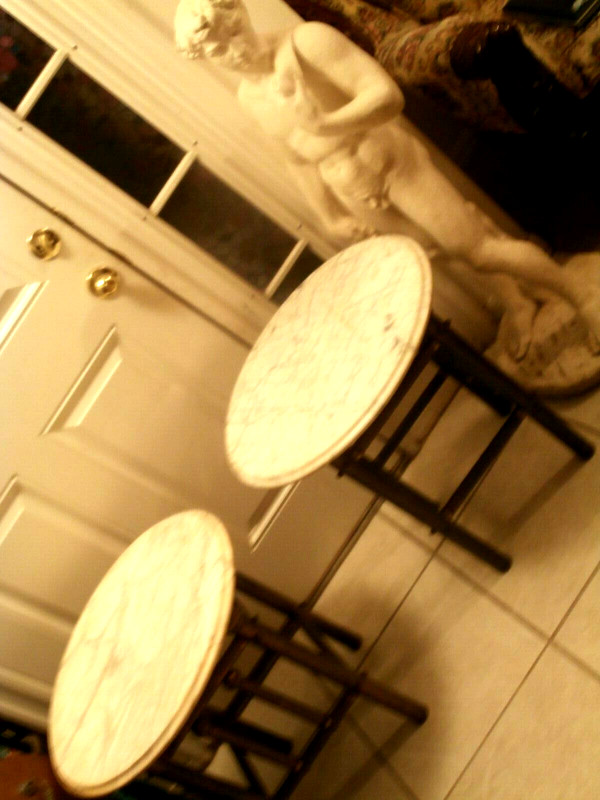 ANTIQUE/VINTAGE A PAIR OF CUSTOM MADEOF SIDE TABLE BRASS AND MARBLE TOP gallery