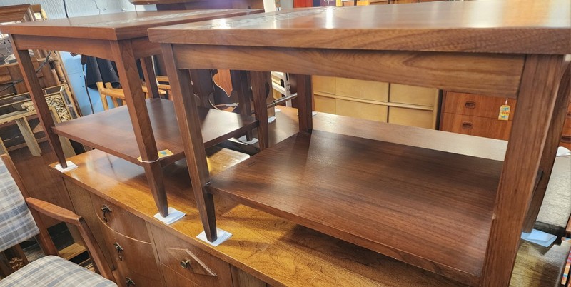 Vintage Lane 3-piece American mid-century modern Walnut Tiled Coffee Tables.. gallery