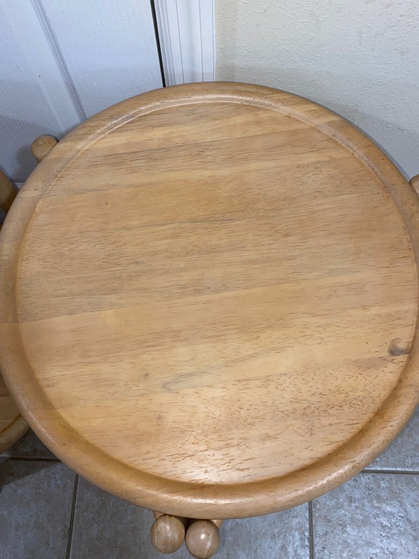 Pair Dansk MCM Danish 2-Tier Round Tray Table Removable Lazy Susan 70s Portable gallery
