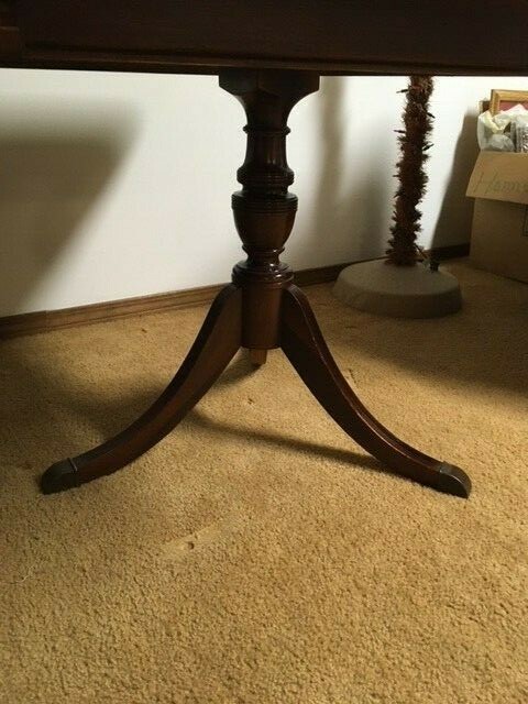 1950's  Antique Duncan Phyfe Dining Table & 4 Chairs; Cherry Wood; w/one Leaf gallery