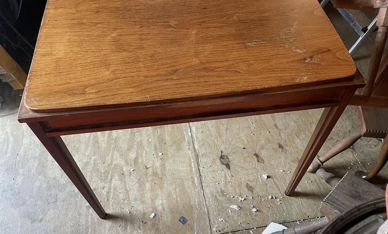 Mid century Hard Wood Card Game Table 27H23x32 gallery