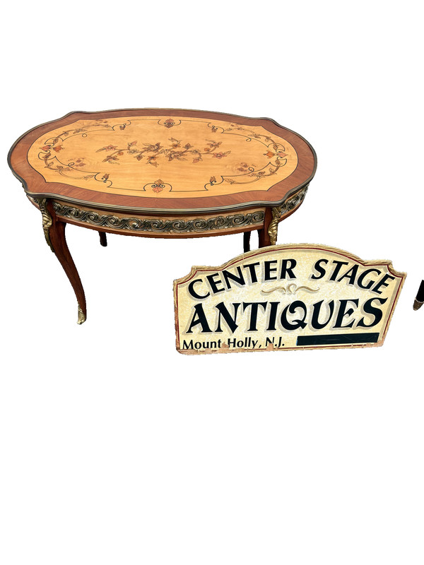 67315 Elegant Louis XV Style Decorated Coffee Table with Brass Accents