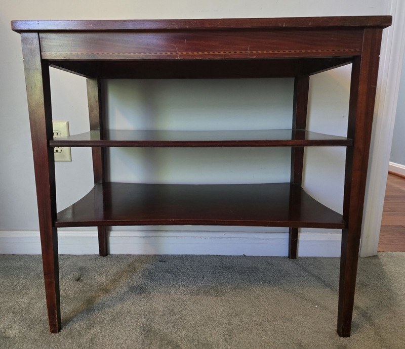 Mid Century Mersman 7358 Mahogany 2 Tier End Table w/Inlaid Design Deco Corners