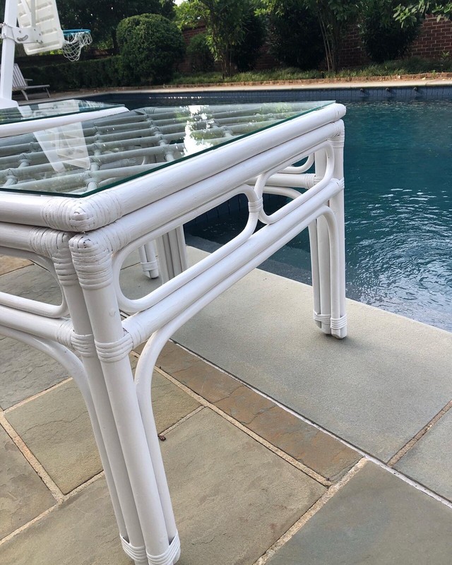 faux bamboo and rattan end tables gallery