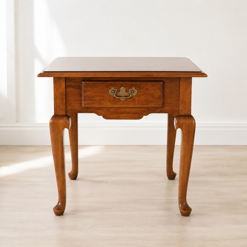 Vintage Ethan Allen End Table with Drawer, Solid Wood Traditional Side Table USA