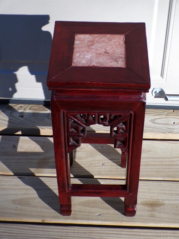 Vintage Oriental Marble Top Plant Stand Small Table Bonsai Display Stand gallery