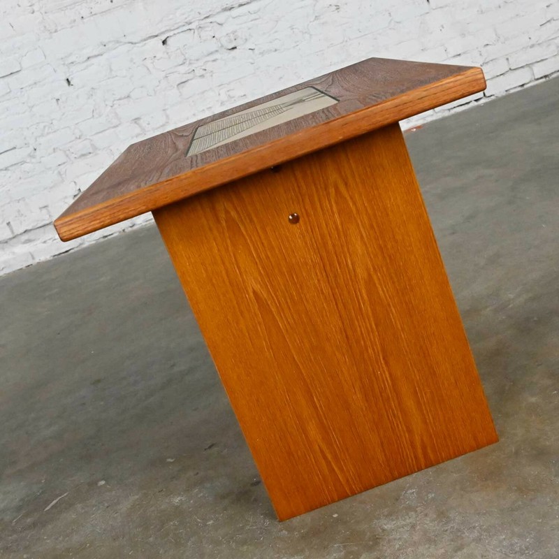 Scandinavian Modern Teak Rectangular Side End Table Tile Insert by Gangso Mobler gallery