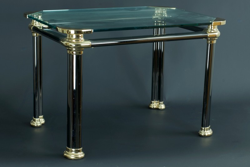 Antique Lot Table Low Nesting Bronze Golden Style Jansen Vintage Design X 3 gallery