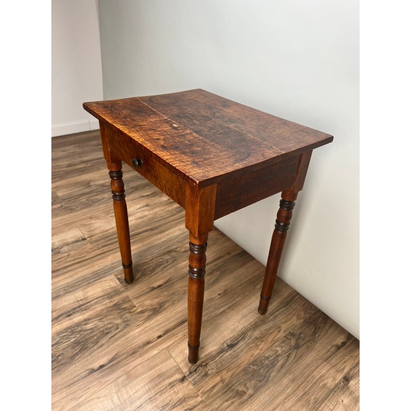 Antique Sheraton One Drawer Tiger Maple Stand c. Mid 19th C. gallery