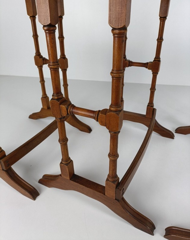 set of 3 nesting stacking tables Bamboo style Japandi Side tables Funky vintage gallery