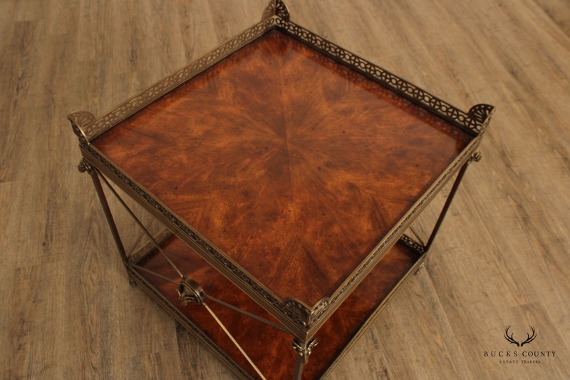 THEODORE ALEXANDER 'ALTHORP' REGENCY STYLE MAHOGANY AND BRASS 2 TIER SIDE TABLE gallery