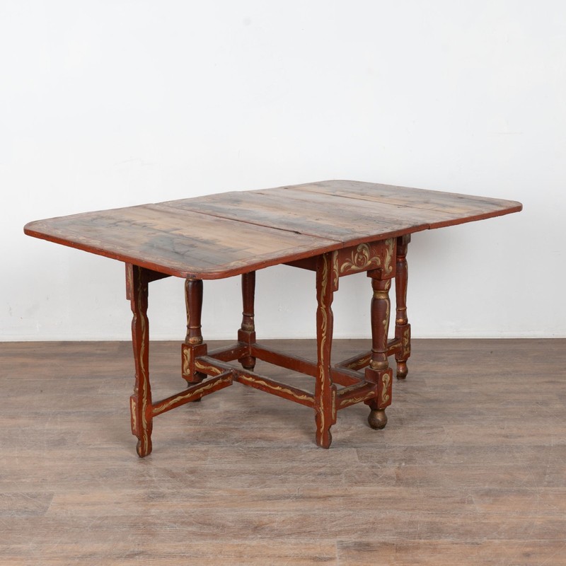 Early 19th Century Original Hand Painted Dutch Drop Leaf Table Console gallery