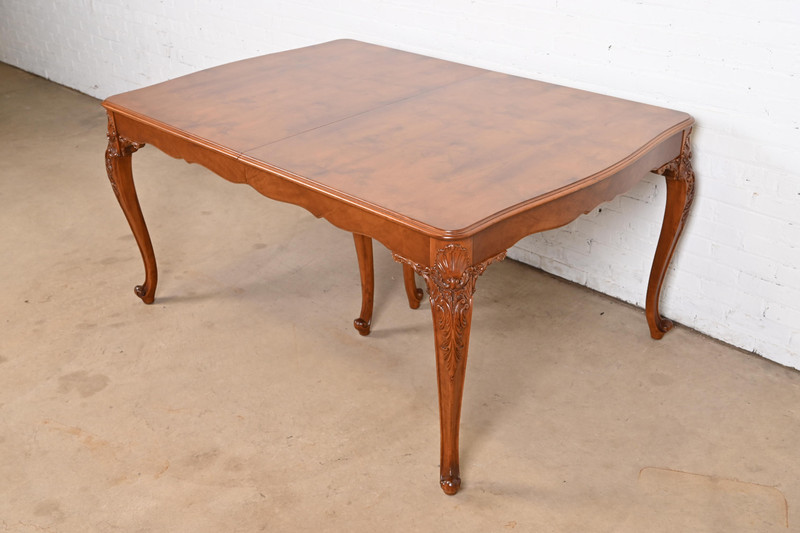 Romweber French Provincial Louis XV Burl Wood Dining Table, Newly Refinished