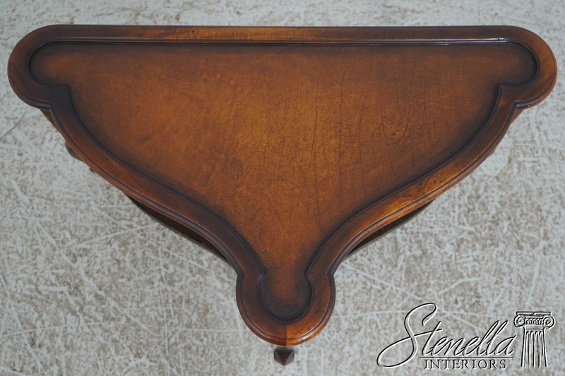 L72655: THEODORE ALEXANDER Leather Top 2 Tier Mahogany Triangle Table gallery