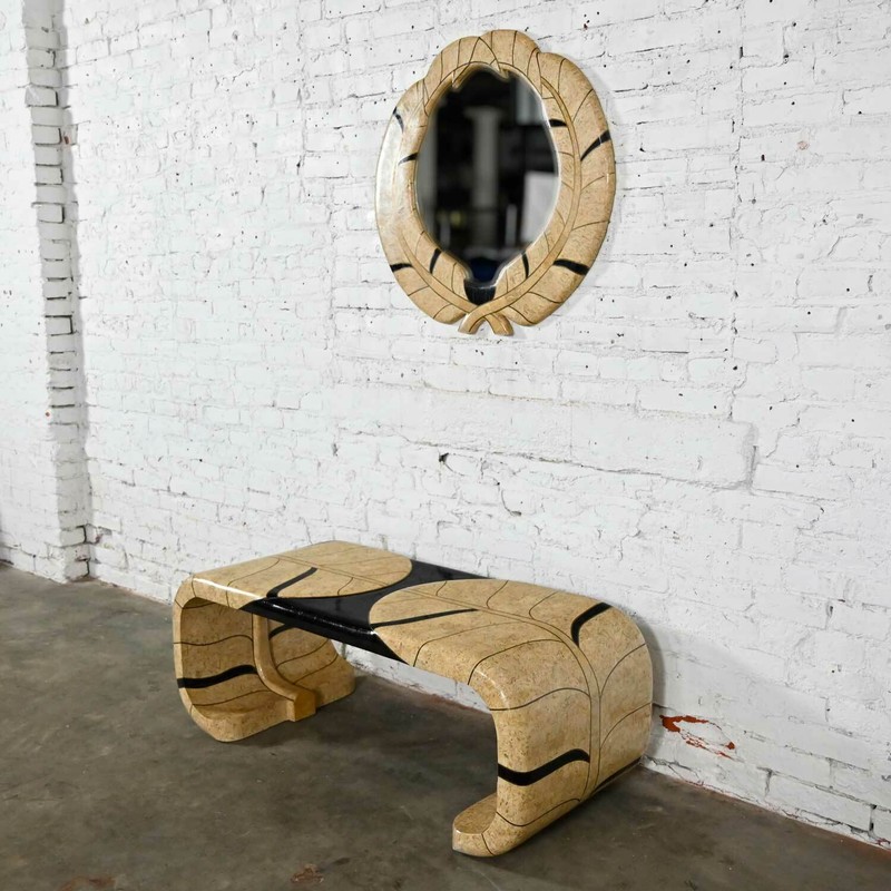 Art Deco Revival Tessellated Marble Console Table & Mirror Style Maitland Smith gallery
